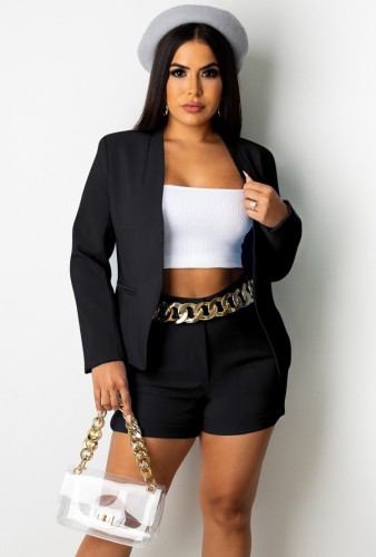 Office Black Blazer and Shorts 2 Piece Suit