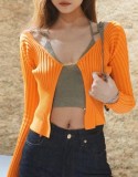 Knitted Orange Long Sleeve Cardigan
