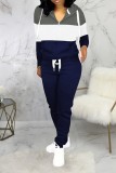 Colorblock Zipper Hooded Two Piece Tracksuit