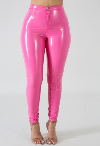 Rose High Waist Fit Leather Pants