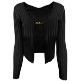 Knitted Black Long Sleeve Cardigan