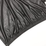 Plus Size Black Metallic Hooded Top and Pants 2PCS Set