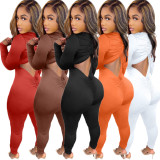 Orange Scrunch Butt Cut Out Sexy Bodycon Jumpsuits