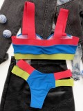 Colorblock Wide Straps Underwired Bikini Set