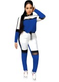 Blue Colorblock Long Sleeve Two Piece Seatsuits