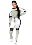 Gray Colorblock Long Sleeve Two Piece Seatsuits