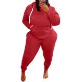 Plus Size Two Piece Black Sweatsuits with Front Pockets