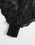 Black Silk Nightgown and Panty Black Lace Lingerie 4PCS Set
