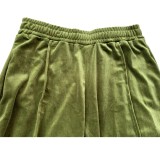 Green Velvet Jogger Loose Sweatpants with Pocket