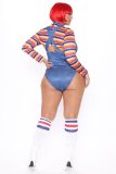 Multi Stripes Long Sleeve Cape and Blue Cami Bodysuit 2 Piece Outfit
