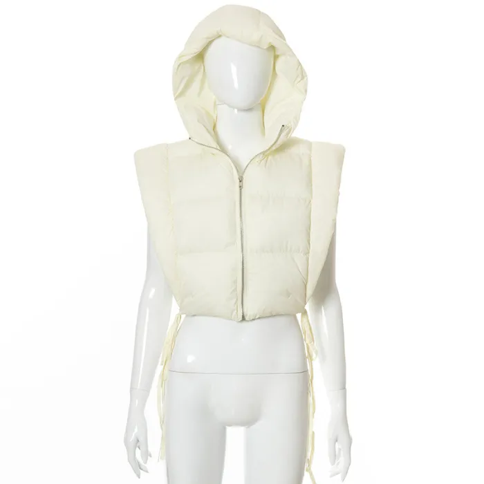 Hooded Slit Sides Puff Vest