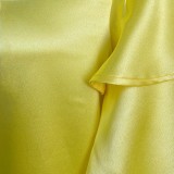 Yellow Silk Puff Long Sleeve Midi Dress