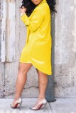 Yellow Deep-V Sexy Casual Dress