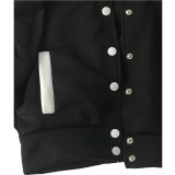 Black Fleece Snap Button Top and Drawstring Pant 2PCS Set