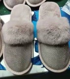 Warm Winter Rhinestone Fake Fur Slipper