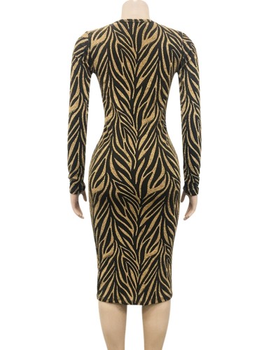 Kahaki Deep-V Long Sleeve Slim Fit Long Dress
