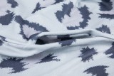 Leopard Print Gray Drop Shoulder Long Cardigan Coat