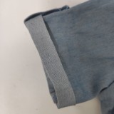 Lt-Blue Button Up Short Sleeve Jeans Jumpsuit With Belt