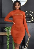 Plus Size Orange Cape Top and Cami Midi Dress 2PCS Set