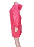 Rose Windproof Zipper Open Split Hoody Dress