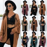 LT-Gray Kintted Long Sleeves Loose Long Cardigan