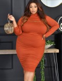 Plus Size Orange Cape Top and Cami Midi Dress 2PCS Set