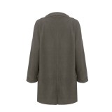 Green Turndown Collar Drop Shoulder Long Coat with Pocket