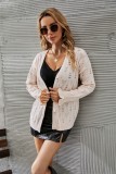 Light Pink Hollow Out Button Open V-Neck Sweater Coat