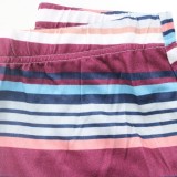 Plus Size Multi Stripe Print Tight Top and Pants 2PCS Set