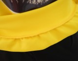 Print Yellow Long Sleeves Shirt and Black Sweatpants 2PCS Set
