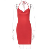 Sexy Red Cami Cowl Neck Slit Mini Dress