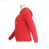 Plus Size Red Print Pullover Hoody Top with Kangaroo Pocket