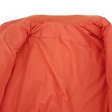 Orange Zipped Up Long Sleeve Stand Collar Down Coat