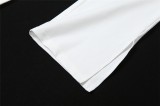 White O-Neck Side Slit Top and Tight Split Pants 2PCS Set