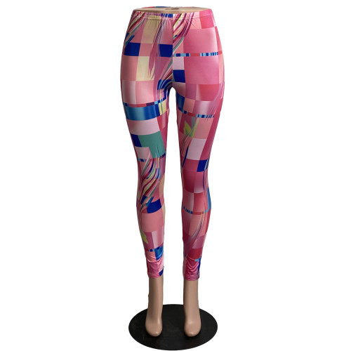 Print Pink Fashion Tight Jogging Pants