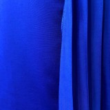 Plus Size Blue Pleated Long Sleeve O-Neck Bodycon Dress