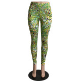 Print Yellow Fashion Tight Jogging Pants