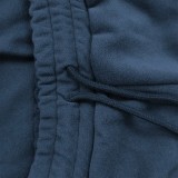 Dk-Blue Drop Shoulder Loose Pullover Top and Pants 2PCS Set