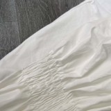 White Oversizes Midi Neck Pleated Irregular Dress