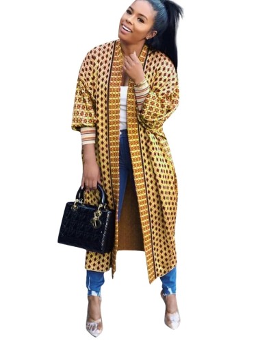 Africa Print Long Sleeves Long Cardigan