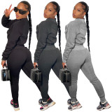 Light Gray Winter Warm Cargo Two Pieces Tracksuits