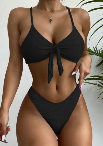 Black Knotted Cami Bikini 2PCS Set