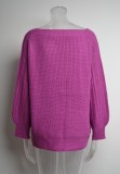 Purple Off Shoulder Long Sleeves Loose Sweater Top