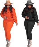 Orange Kintted Long Sleeves Top and Sheath Legging 2PCS Set