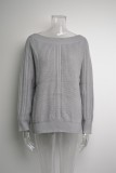 Grey Off Shoulder Long Sleeves Loose Sweater Top