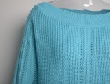 Blue Off Shoulder Long Sleeves Loose Sweater Top