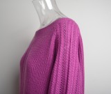 Purple Off Shoulder Long Sleeves Loose Sweater Top