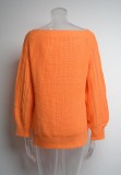 Orange Off Shoulder Long Sleeves Loose Sweater Top