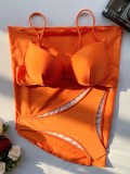 Orange Push Up Cami Bikini and Cover Up 3PCS Set