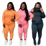 Black Hoody Long Sleeves Top and Pants with Face Cover 3PCS Set